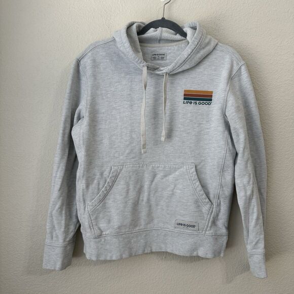 Life is Good Sweater Womens Size XS Hoodie Pullover Graphic Gray - Picture 2 of 7